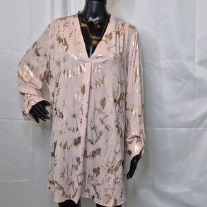 Worthington Blush and Gold Floral Tunic